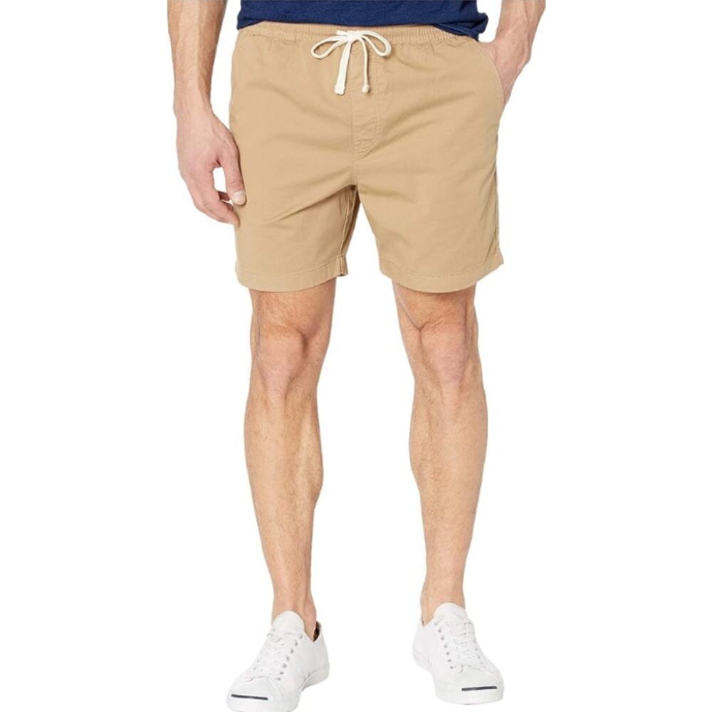 J.Crew 6'' Lined Tech Shorts Mens M Tan Elastic Waist Built In Liner Lightweight